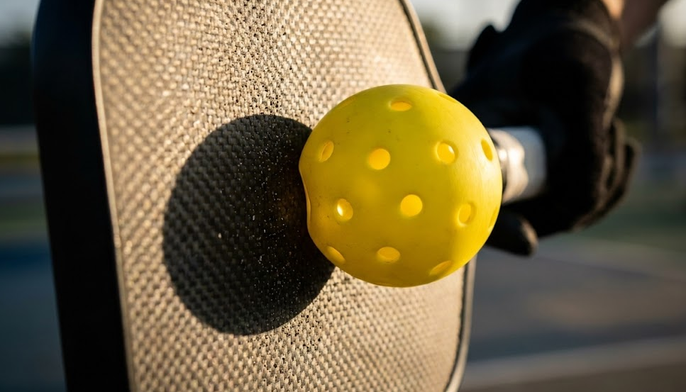 Pickleball paddles and ball ready for a powerful hit