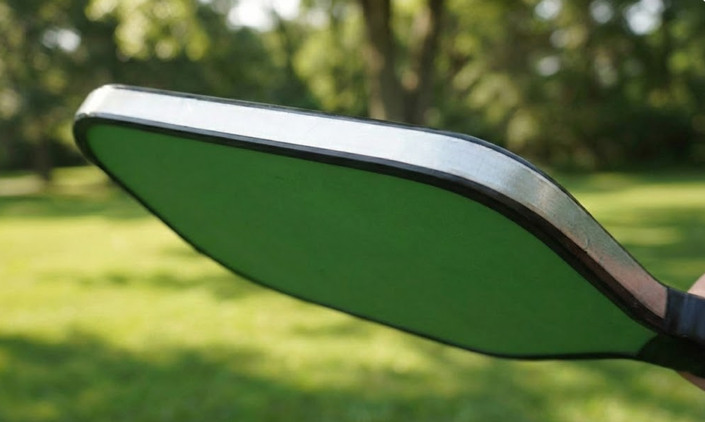 Side view of a sleek Pickleball Paddles, highlighting its edge.