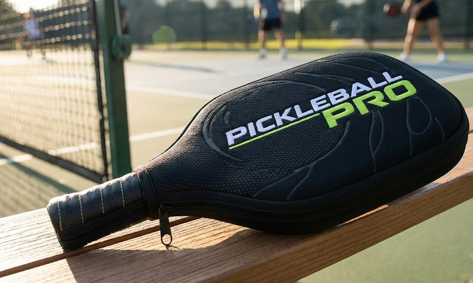 Pickleball PRO paddle cover on bench