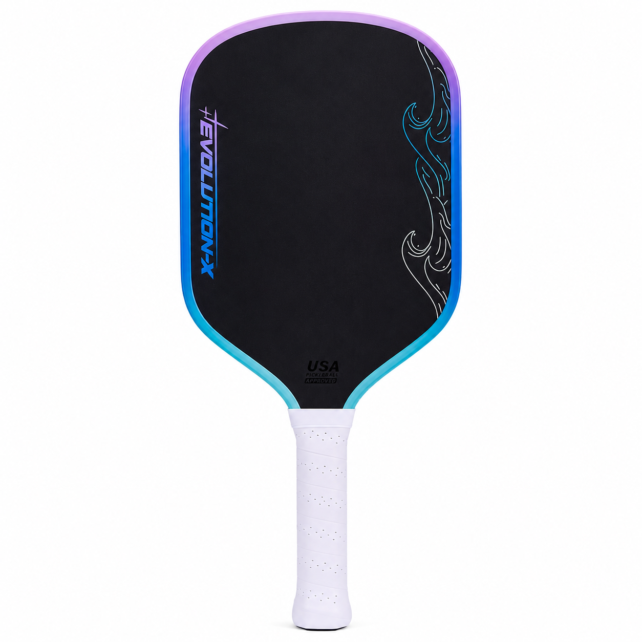 Gradient purple blue competition pickleball paddle with T700 carbon fiber face and USA Pickleball approved mark