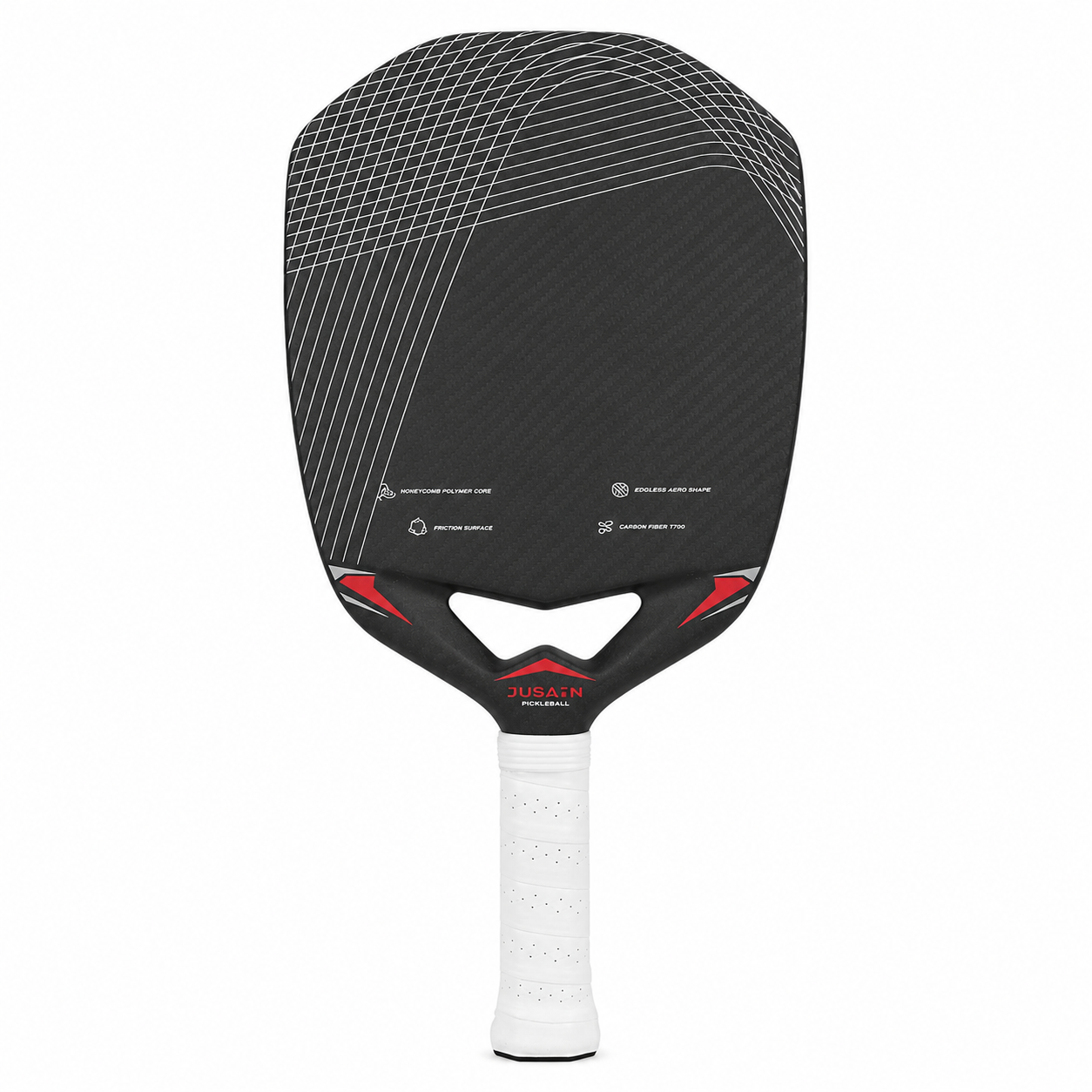 GEN2 Edgeless Carbon Fiber Pickleball Paddle – T700 3K, Attack Shape, White Handle GEN2 edgeless carbon fiber pickleball paddle with T700 3K face and white handle