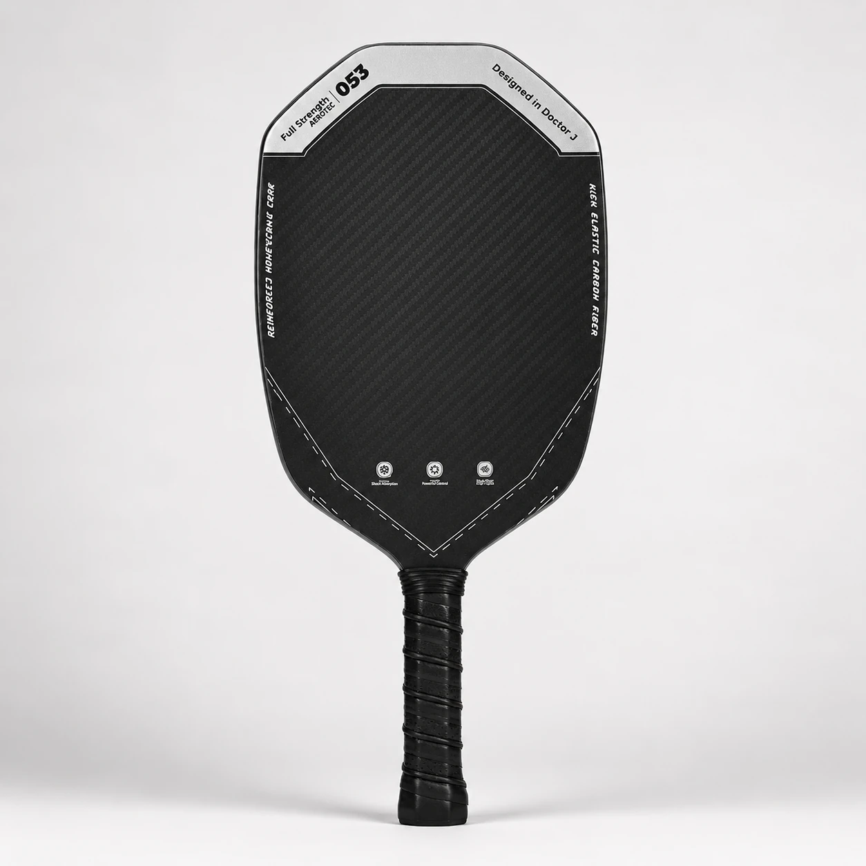 SPP-G2-06-MATTE-BLACK-053-01-hero GEN2 matte black carbon fiber pickleball paddle with T700 3K face and black handle