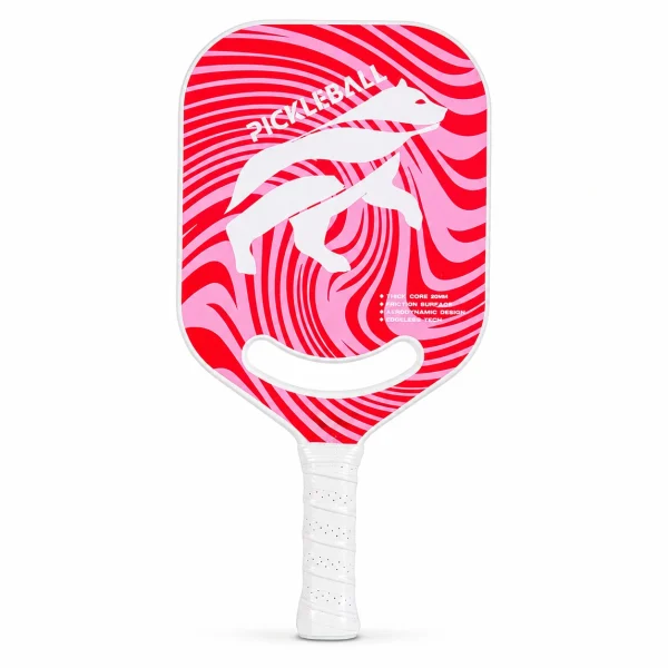 Pink swirl fox 20mm carbon fiber pickleball paddle with thick core and white handle