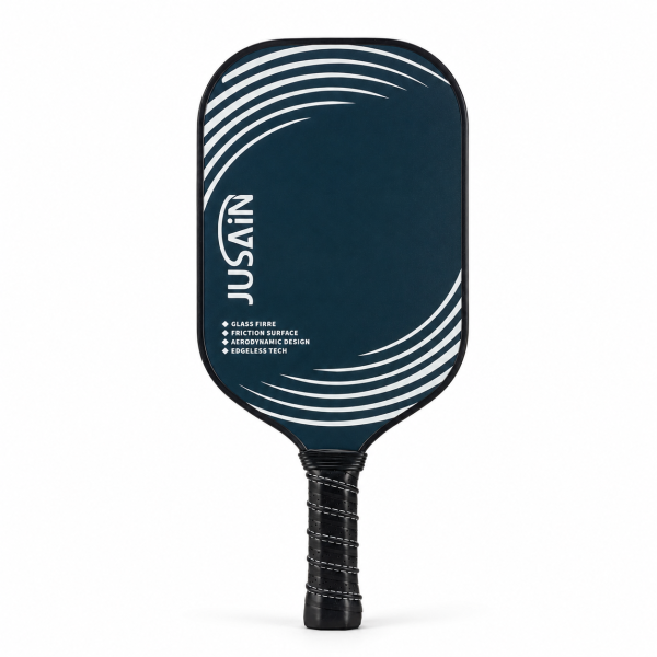 Fiberglass Pickleball Paddle - 13mm Attack, Deep Blue Swirl Lines JUSAIN Hero Shot