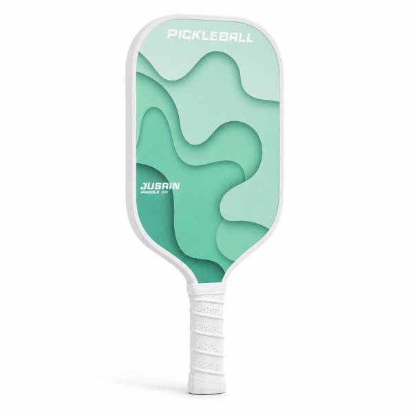 Fiberglass Pickleball Paddle - 16mm Attack, Mint Green Paper-Cut Contour Art Hero Shot