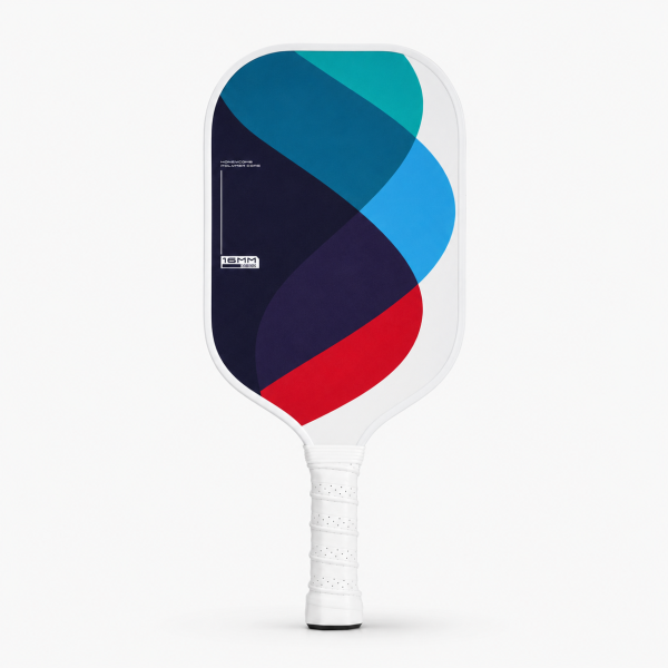 Fiberglass Pickleball Paddle - 16mm Attack, Multicolor Fan Blade Honeycomb Core Hero Shot