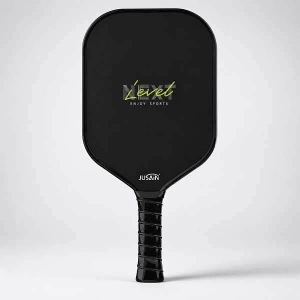 Fiberglass Pickleball Paddle - 16mm Defensive, Next Level All-Black JUSAIN Hero Shot