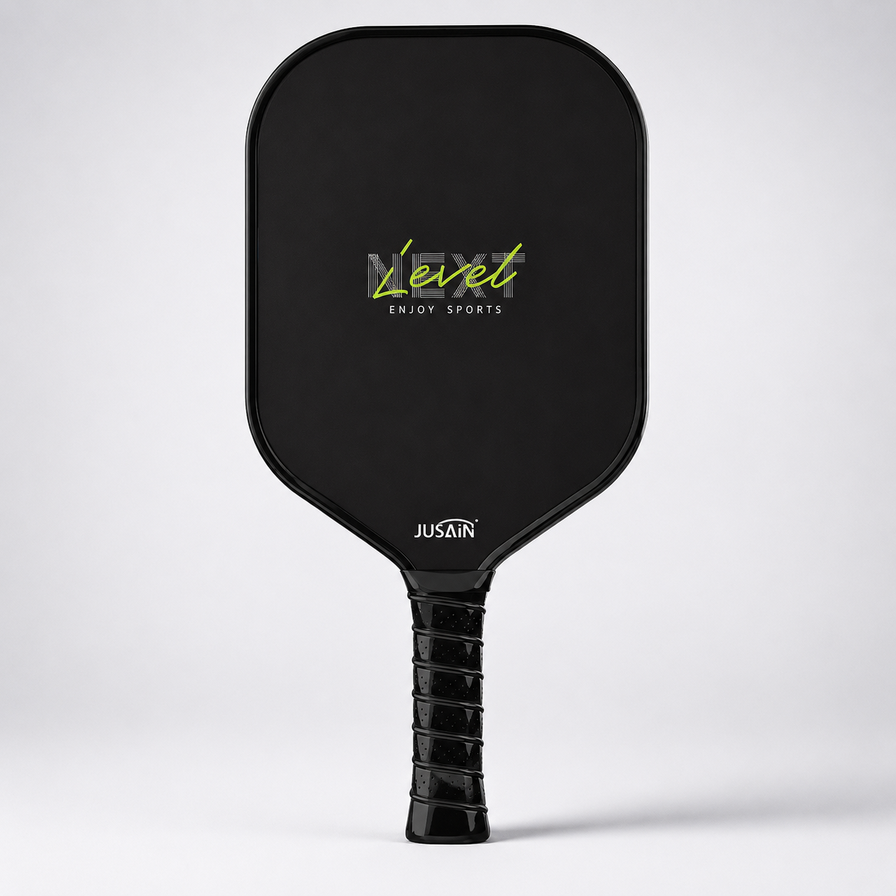 SPP-GF-14-fiberglass-pickleball-paddle-16mm-defensive-next-level-black-01-hero-shot Fiberglass Pickleball Paddle - 16mm Defensive, Next Level All-Black JUSAIN Hero Shot