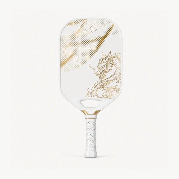 White Gold Dragon T700 Carbon Fiber Pickleball Paddle - AI generated product suite image 1